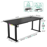 JWX 4 Legs Standing Desk with Dual Motor, Flip-up Cable Management Design with Acrylic Led Light JWX