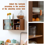 HollyHOME Bamboo Wall Mounted Kitchen Sideboard with 2 Sliding Glass Door, Freestanding Wall Storage Cabinet with Side Shelf for Bottle, Dish, Bowl, Console Dining Cupboard, Walnut HollyHOME