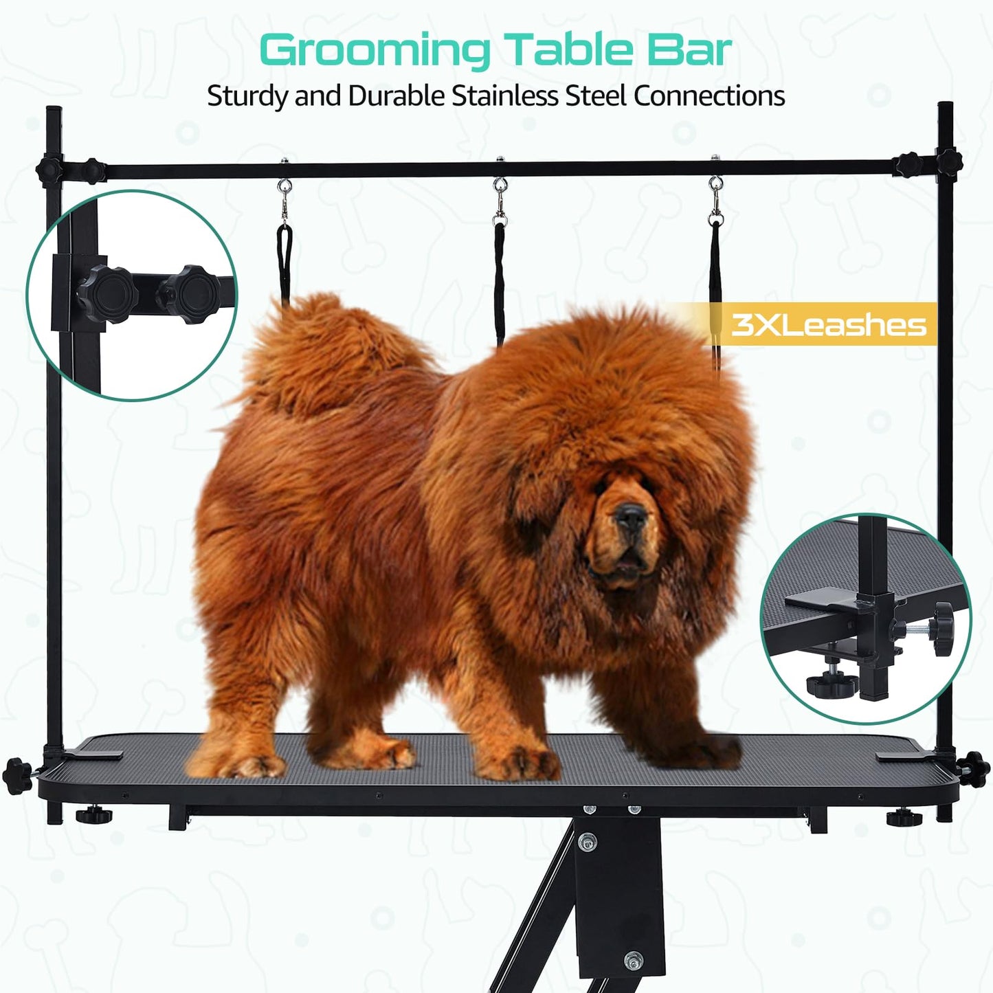 43.3" Hydraulic Dog Grooming Table for Pet, Heavy Duty Structural Hydraulic Max Load 350Lbs Professional Pet Grooming Table with Adjustable Overhead Arm & Noose Height Range 22''-39'' (BLACK)