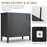 RoyalCraft 3 Drawer Dresser Set of 2, Fluted Chest of Drawers with Storage, Modern Painted 30 inch Tall Nightstand for Bedroom Living Room Entryway, Black RoyalCraft
