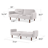 Best Choice Products 77" Mid Century Modern Boucle Loveseat Sofa, Couch, Convertible Sofa Sleeper Bed w/Real Wood, Removable Armrest - Frost Gray Best Choice Products