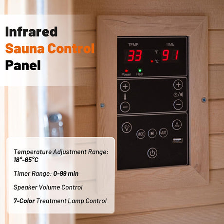 Efficraft Infrared Sauna Indoor, 1 Person Hemlock Wooden Home Sauna, Dry Sauna for Home Spa Room 1350W, Time Temp Pre-Set Sauna Room, w/7 Heating Panels Mini Personal Far Infrared Saunas for Home Efficraft