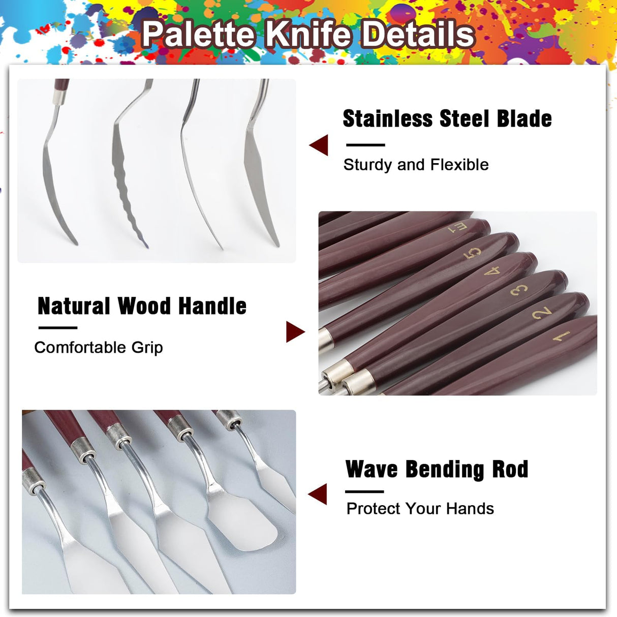 EEEKit 15 PCS Palette Knife Set, Stainless Steel Spatula Palette Knives with Plastic Scrapers, Pallet Knife for Oil Canva Acrylic Painting EEEKit
