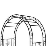 Outvita 7FT Garden Arch Arbor, Heavy Duty Metal Arbour Archway, Decorative Frame Stand Trellis with 7 Inch Ground Stakes for Wedding Ceremony Party Plant Climbing Rose Vines Lawn Courtyard Patio Black Outvita