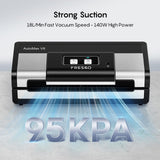 Fully Automatic Vacuum Sealer-Effortless Operation, 95Kpa Powerful Food Vacuum Sealer Machine with 2 Rolls Bags, Dry & Wet/Bag Cutter/External Vacuum, Silver Black FRESKO