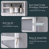 HITNET Bookshelf, 6-Tier Tall Bookcase Freestanding Bamboo Book Shelf Bathroom Storage Organizer with Adjustable Shelves, White HITNET