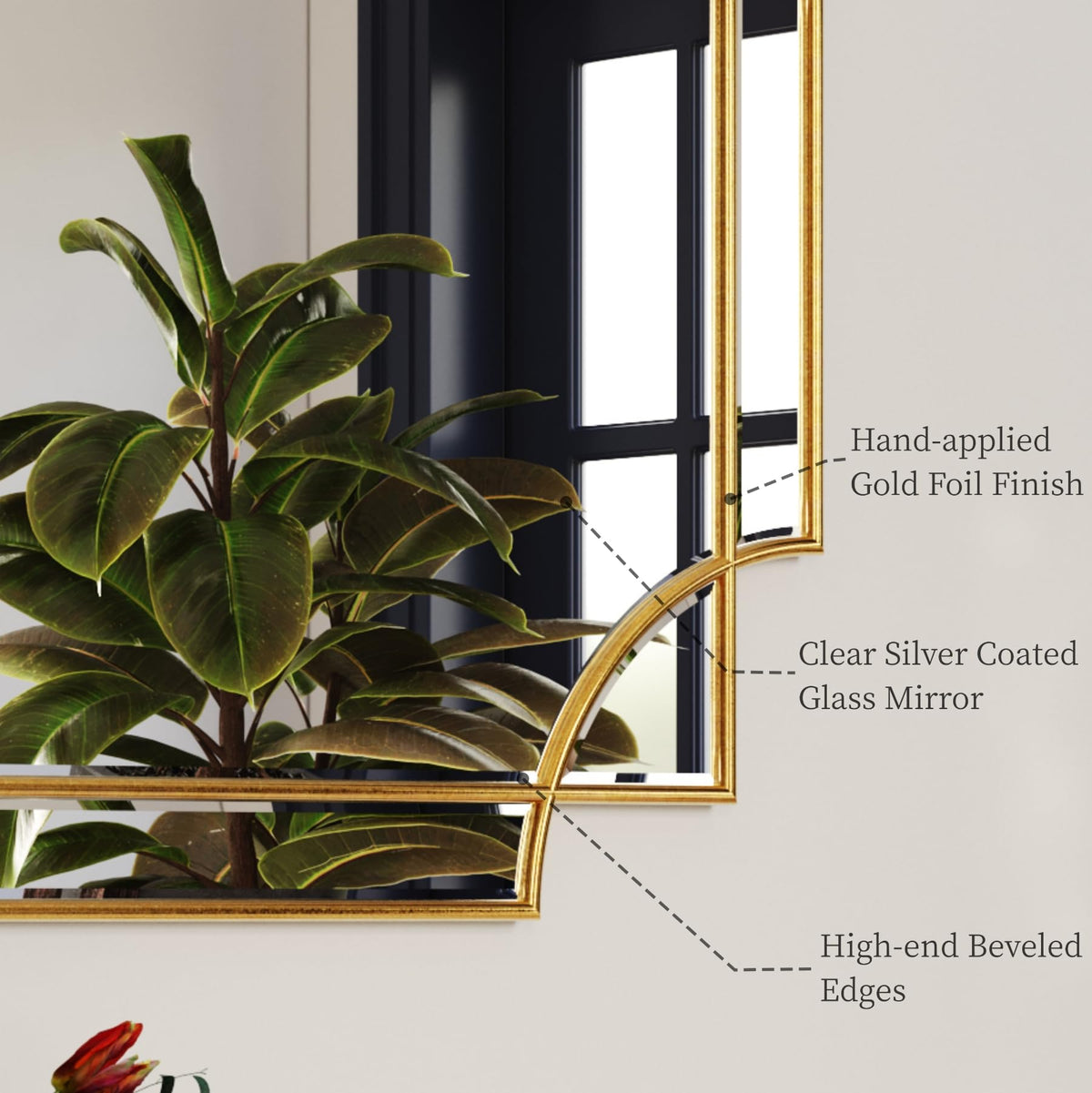 Kelly Miller Gold Traditional Mirror for Wall, Art Decorative Beveled Full Length Mirror for Home Decor, Bathroom, Living Room, Bedroom, Kitchen, Farmhouse, Entryway, 24"x48" Large Kelly Miller