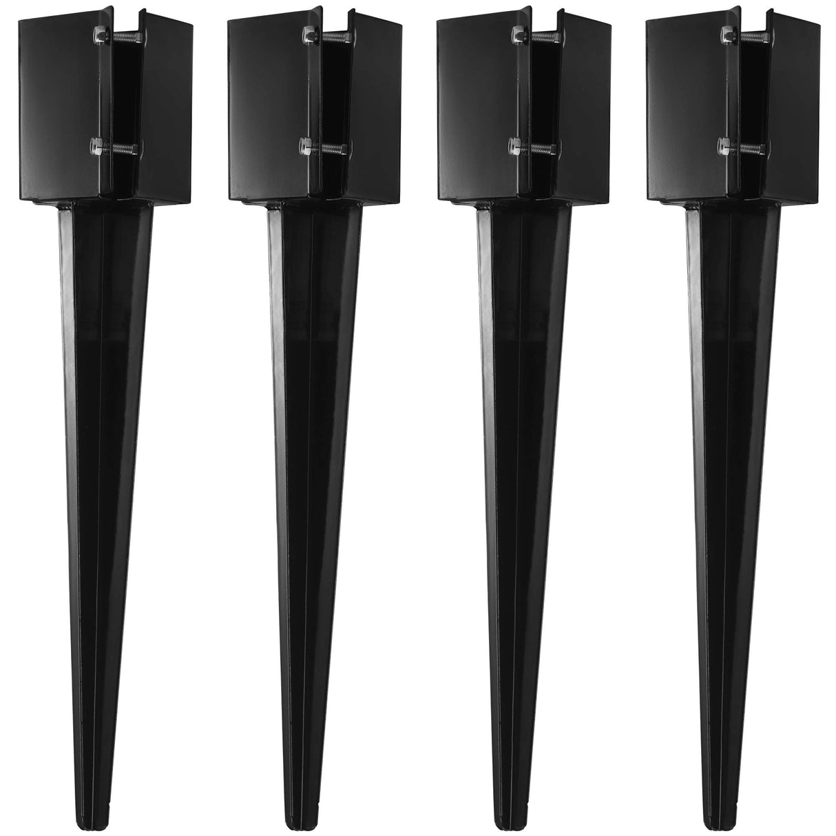 CRIZTA 4Pcs 24" Heavy Duty 4x4 Fence Post Anchor Ground Spike Metal Black Powder Coated - Mailbox Post Anchors. Length: 24 inches, Outer Dimension: 4” x 4” (Fit 3.5” x 3.5” Square Wood Post) CRIZTA
