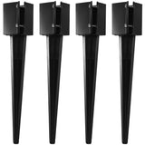CRIZTA 4Pcs 24" Heavy Duty 4x4 Fence Post Anchor Ground Spike Metal Black Powder Coated - Mailbox Post Anchors. Length: 24 inches, Outer Dimension: 4” x 4” (Fit 3.5” x 3.5” Square Wood Post) CRIZTA