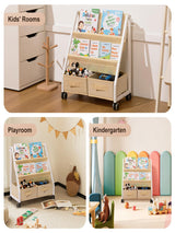CrsaSwivo Kids Bookshelf Toy Storage - Children's Book Shelf for Kids Rooms, Toddler Bookshelf Baby Bookcase for Nursery, Montessori Toy Organizer CrsaSwivo