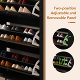 AVZEAR Shoes Cabinet, Narrow Shoes Storage Cabinet with 3 Flip Drawers, Free Standing Shoe Racks Organizer Farmhouse Tipping Bucket with Blackboard, Shoes Cabinet Storage Entryway Hallway, Black AVZEAR