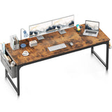 ODK 71 Inch Large Computer Desk Home Office Desk, Long Modern PC Desk Work Table with Headphone Hook & Fabric Bag for Storage, Spliced Board, Rustic Brown ODK