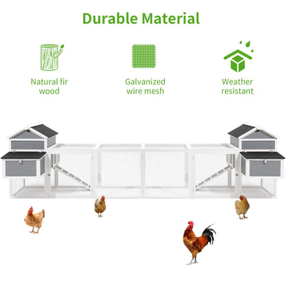 BRELTAM 157'' Large Wooden Chicken Coop Outdoor Expandable Hen House for 4-8 Chickens 2 Story Poultry Cage Chicken Houses with Four Nesting Boxes and Run - WoodArtSupply