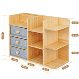 Makeup Organizer Countertop, Cosmetic Skincare Organizers With 3 Makeup Brush Holders/3 Drawers/7 Storage Shelves, Elegant Bamboo Make Up Storage Organizers Holder For Counter Vanity Dresser Bathroom X-cosrack