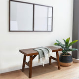 Handcrafted Solid Wood Bench, 30" - Farmhouse-Style Entryway Seating for Living & Dining Room, Rustic Design, Natural Finish SwallowLiving