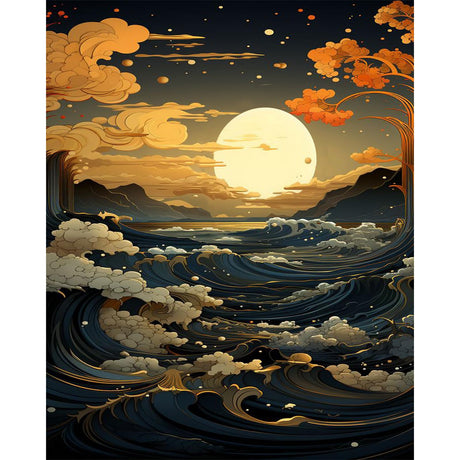 xackcme Ocean Wave Paint by Numbers for Adults - Landscapes Paint by Number on Canvas Without Frame, DIY Scenery Oil Painting for Gift Home Wall Decor (16x20 inch) xackcme