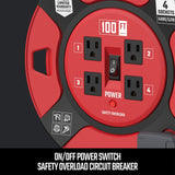 CRAFTSMAN 100 Ft. Retractable Extension Cord Reel With 4 Outlets & Heavy Duty 14AWG SJTW Cable CRAFTSMAN