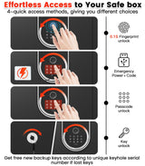 5.6 Cuft Biometric Fireproof Safe Box For Home, Heavy Duty Home Safe Fireproof Waterproof, Large Document Safe With Keypad, Anti-Theft Dual Alert, Mute Mode, Digital Security Safe For Jewelry Money Povanje