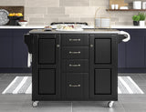 Home Styles Large Mobile Create-a-Cart Black Finish Two Door Cabinet Kitchen Cart with Stainless Steel Top, Adjustable Shelving, Four Large Utility Drawers homestyles