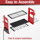 YYR Power Tool Organizer Wall Mount with Charging Station, Cordless Tools Hanger and Battery Storage Rack for Garage Organization, Heavy Duty Drill Holder Shelf Build in Metal Power Strip - Red YYR