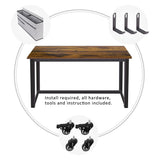 AHB 47" Rolling Computer Desk with 4 Smooth Wheels and 3 Iron Hooks, Simple Style Mobile Writing Desk Home Office Study Table Movable Workstation with Metal Frame AHB