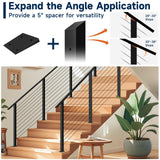 Gyykzz 2 Pack One-Stop Stair Cable Railing Post Kit, 36" Slant Fixed Top Stair Post with 5-Degree Spacers, Stair Railing System Including 2 Stair Post, 125ft Cable, 10 Sets Terminal, 60 Cable Grommets Gyykzz