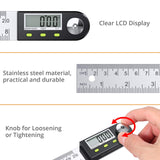 Neoteck Digital Angle Finder Ruler 8 inch/200mm Stainless Steel Digital Protractor with Data Hold Function and Zeroing Resetting LCD Display Electronic Spirit Level Gauge Ruler Neoteck