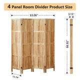 Asnefeli 4 Panel Room Divider, 5.6 FT Folding Privacy Screen Room Divider, Partition Divider for Room Separation, Room Partition Separator, Wooden Wall Divider Screen for Home Office Bedroom (Natural) Asnefeli