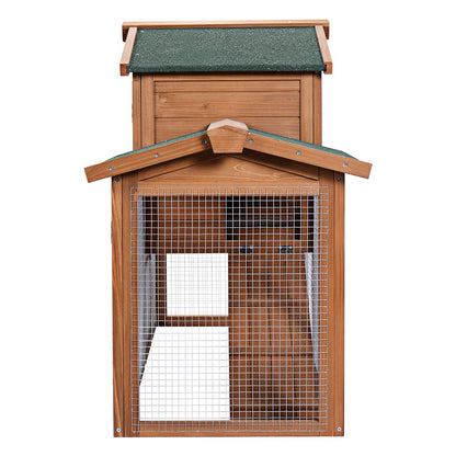 PETSJOY Rabbit Hutch, 58 Inches Outdoor Large Wooden Bunny Cage Chicken Coop with Ventilation Door, Removable Tray & Ramp