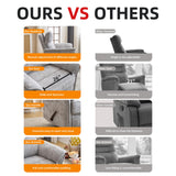 Rhevoy Oversized Glider Rocker Recliner, 26" Extra Wide 360° Swivel Nursery Recliner with Adjustable Headrest, Chenille Rocking Nursery Chair with Overstuffed Armrest, Lumbar Support, Light Grey Rhevoy