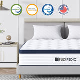 FLEXPEDIC 10" Twin Mattress, Memory Foam Hybrid Mattress with Space Cotton for Tight Sleep, Medium-Firm Cooling Mattress with Stronger Support, Motion Isolation &Pressure Relieving FLEXPEDIC