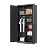 Coolsun Metal Wardrobe Closet with Locking Doors, 71" Steel Storage Cabinet for Hanging Clothes, Lockable Wardrobe Cabinet with Adjustable Shelves and Hanging Rods for Home Office,Gym Coolsun