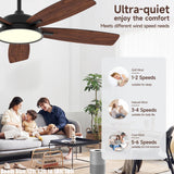 Roomratv 52 Inch Smart Ceiling Fan with Light,App Control,Ultra Silent Reversible DC Motor Fan Remote Control Compatible with Alexa Google Assistant(Black) Roomratv