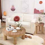 RUSTOWN 2-Piece Round Farmhouse Coffee Table, Rustic Coffee Table and End Table Sets, Circle Wooden Ring Finish with Solid Wood Legs, Center Table Set for Living Room (Natural) RUSTOWN