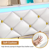 Hasuit Modern Floating Queen Bed Frame with LED Lights and Charging Station Hasuit