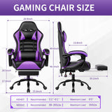 Gaming Chair, Computer Chair with Footrest and Lumbar Support, Ergonomic Video Game Chair with Headrest, Height Adjustable Gamer Chair Office Desk Chair, Purple Ntiibcuy