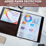Marspark 2 Pcs Vintage Hardback 3 Ring Binder Professional Leather Binder Organizer Round Rings Brown Black 3 Ring Binder Holds 200 Sheets with 2 Inner Pockets(1 Inch,Brown, Black) Marspark