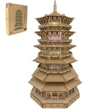 3D Wooden Puzzles for Adults Wooden Pagoda Assembly Model Kits,3D Puzzle Adult Building Crafts for Adults and 14+ Teens.(Five-Storied Pagoda 1287 Pieces) Bon amixyl