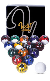 VSSAL Billiard Balls Set Pool Table Balls Marble-Swirl Style 16 Ball Set VSSAL