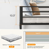 IKIFLY Full Over Full Bunk Beds with LED Lights and Charging Station, Heavy Duty Metal Full Size Bunk Bed Frame, Safety Guardrail & 2 Ladders, Space-Saving Design, No Box Spring Needed, Black IKIFLY