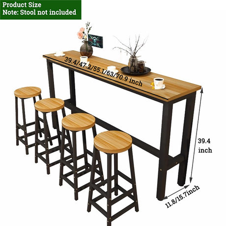 Modern Black Wooden Bar Table - Rectangle Console for Dining and Kitchen Use Topjia