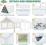 COBIZI 13x26 Party Tent Heavy Duty, Galvanized Wedding Tent, Event Shelter Tent for Parties, Large Outdoor Gazebo with Removable Sidewall & Built-in Sandbag, Carpas para Fiestas, Waterproof, White COBIZI
