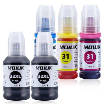 High Capacity Compatible with HP 31 32XL Ink Refill Bottles Set for HP Smart Tank 7301, 7602, 5000, 6001, 5101 5102 Plus 651 551 455 457 450 All-in-One Ink-Tank (5 Bottles: 2BCMY)