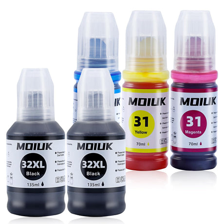 High Capacity Compatible with HP 31 32XL Ink Refill Bottles Set for HP Smart Tank 7301, 7602, 5000, 6001, 5101 5102 Plus 651 551 455 457 450 All-in-One Ink-Tank (5 Bottles: 2BCMY) MOIUK