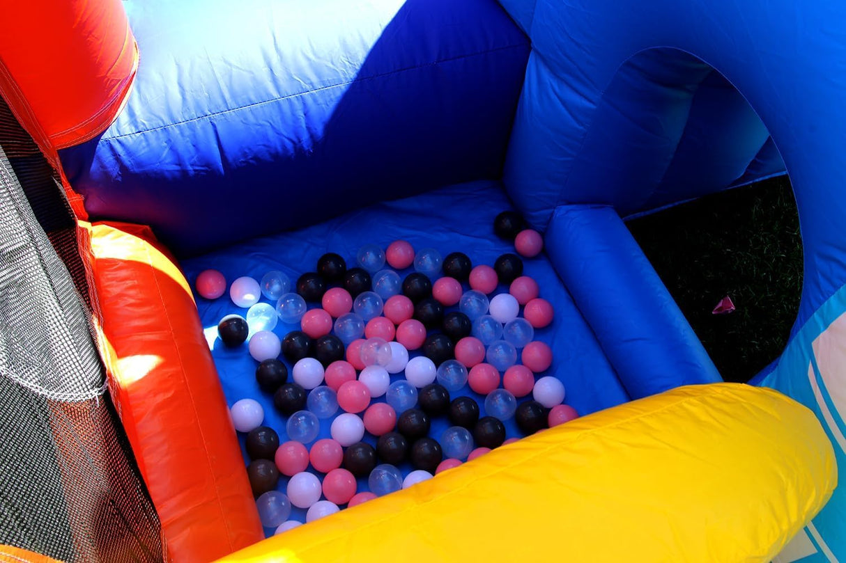 16x12FT Commercial Grade Bounce House Castle Inflatable, (Heavy Duty PVC), (1100w Blower)- 2 Slide, Ball Pit, Basketball Hoop, Obstacle - Bouncy House for Big Kid 5-12, Outdoor Party Toy Pool Backyard Okayego