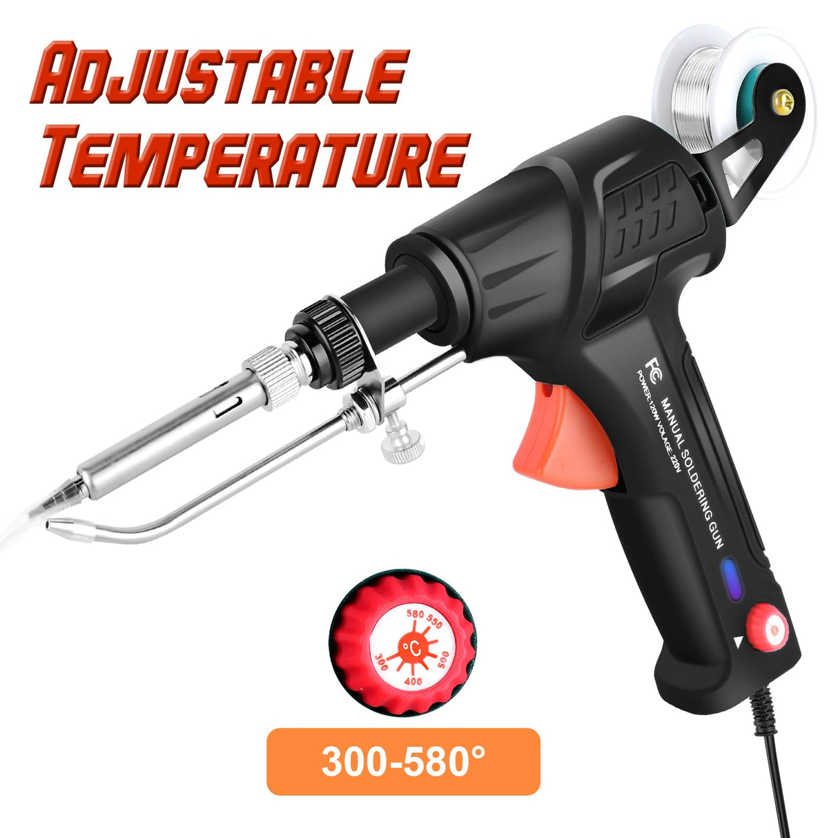 VEEVIIY Soldering Gun Kit, Upgrade 120W Adjustable Temp Multi-Function Soldering Iron Set, Soldering Iron Kit for Electronics Welding Repair (11-Piece Set) (Black) VEEVIIY