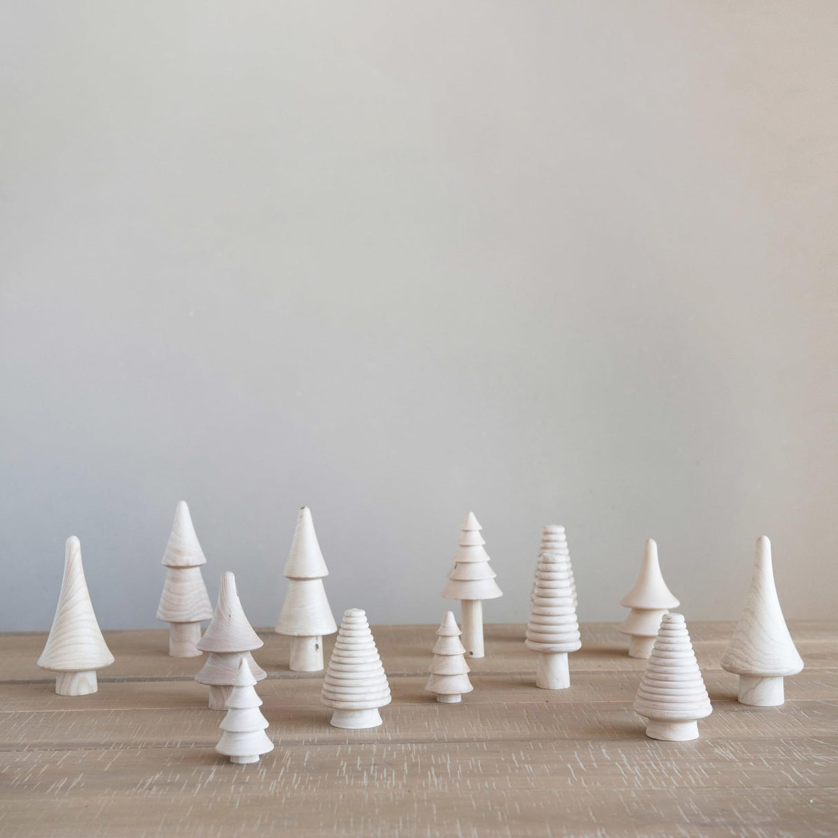 Creative Co-Op 3" H-8" H Wood Trees, Natural, Set of 6 Figures and Figurines, Multi Creative Co-Op