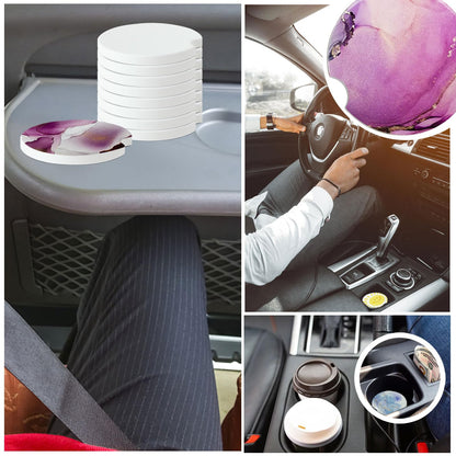 Zhetwour Sublimation Car Coasters Blanks Ceramic Car Sublimation Blanks Cupholders Sandstone for Car Cup Holders with Finger Notch for Easy Removal Keep Car from Cold Drink Sweat Stain Spill (20 PCS)