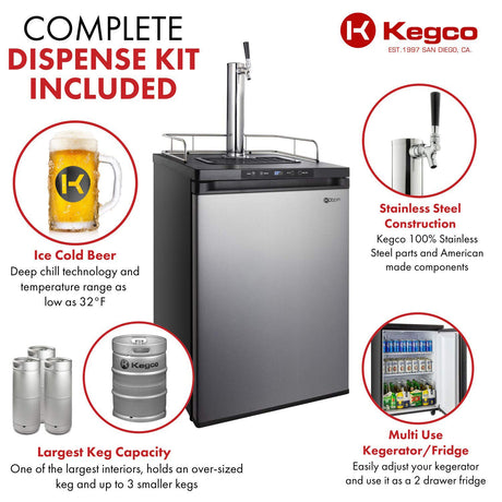 Kegco K309SS-1 Keg Dispenser, Stainless Steel Kegco