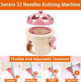 Cyandream Sentro 32 Needles Mushroom Smart Double Needles Knitting Loom Machines for Kids and Beginners, Circular Knitting Loom Weaving Kit for Hats, Scarves, Socks Cyandream